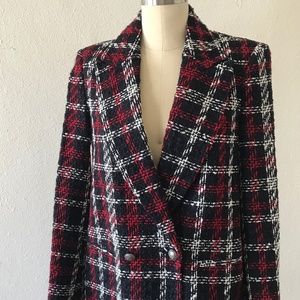 ZARA  tweed plaid double breasted blazer size XS